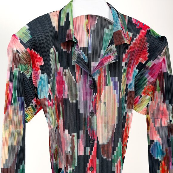 Pleats Please Issey Miyake Archival Pixelated Multicolour Flower Jacket, Size L - Picture 3 of 10